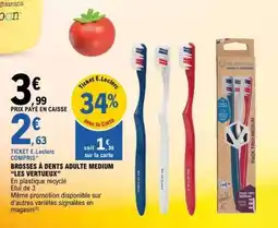 E.Leclerc BROSSES À DENTS ADULTE MEDIUM “LES VERTUEUX” offre
