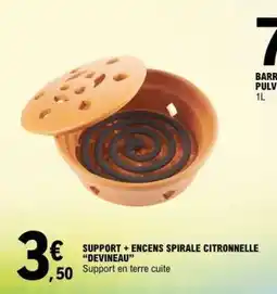 E.Leclerc SUPPORT + ENCENS SPIRALE CITRONNELLE DEVINEAU offre