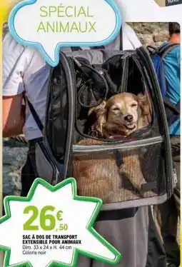 E.Leclerc SAC À DOS DE TRANSPORT EXTENSIBLE POUR ANIMAUX offre