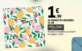 E.Leclerc 20 SERVIETTES DÉCORÉES 33 CM offre