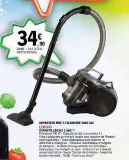 E.Leclerc ASPIRATEUR MULTI-CYCLONIQUE SANS SAC LIVOO offre