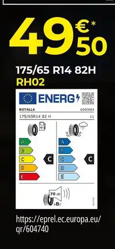 Euromaster Rotalla Pneus été 175/65 R14 82H RH02 offre
