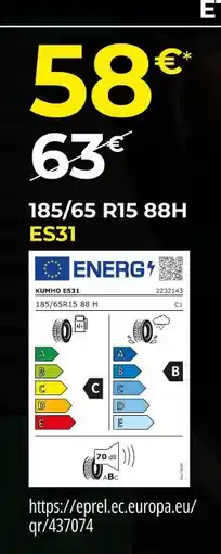 Euromaster Pneus 4 saisons 185/65 R15 88H ES31 offre