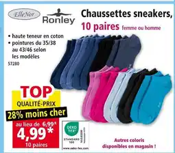 Norma RONLEY Chaussettes sneakers, 10 paires femme ou homme offre