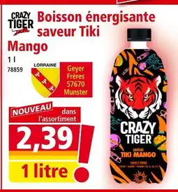 Norma CRAZY TIGER Boisson énergisante saveur Tiki Mango offre
