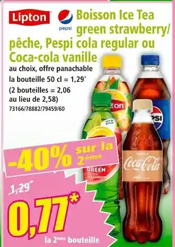Norma LIPTON Boisson Ice Tea green strawberry/pêche, Pespi cola regular ou Coca-cola vanille offre