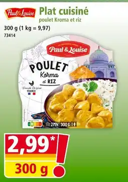 Norma PAUL & LOUISE Plat cuisiné poulet korma et riz offre