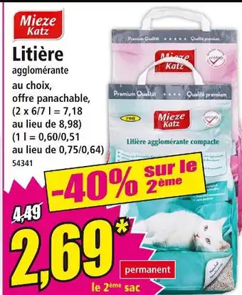 Norma MIEZE KATZ Litière agglomérante offre