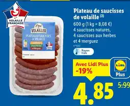 Lidl L'étal du volailler Plateau de saucisses de volaille offre