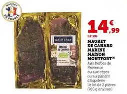 Super U MONTFORT Magret de canard marine offre