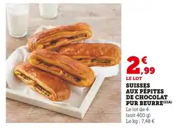 Super U Suisse aux pépites de chocolat pur beurre offre