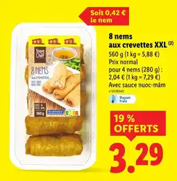 Lidl TOQUE DE CHEF 8 nems aux crevettes XXL offre