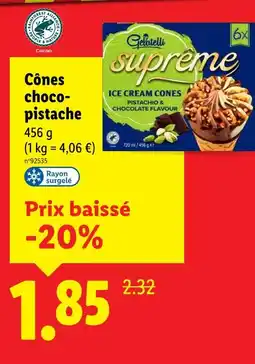 Lidl GELATELLI Cônes choco-pistache offre