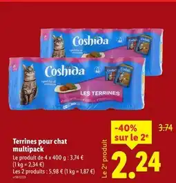 Lidl Coshida Terrines pour chat multipack offre