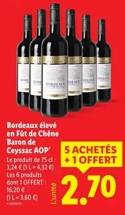Lidl Baron de Ceyssac Bordeaux élevé en Fût de Chêne AOP offre