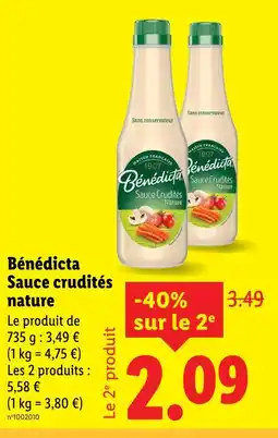 Lidl BÉNÉDICTA Sauce crudités nature offre