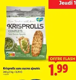 Lidl KRISPROLLS Krisprolls sans sucres ajoutés offre