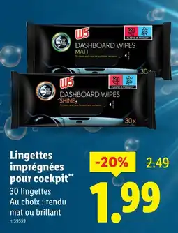 Lidl W5 Lingettes imprégnées pour cockpit offre