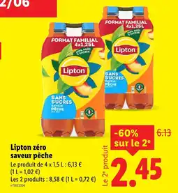 Lidl LIPTON Lipton zéro saveur pêche offre