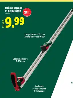 Lidl Parkside Rail de serrage et de guidage offre