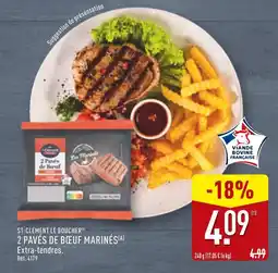 ALDI ST-CLÉMENT LE BOUCHER 2 PAVÉS DE BŒUF MARINÉS offre