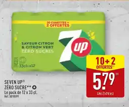 ALDI Seven Up Saveur citron & citron vert zéro sucres offre