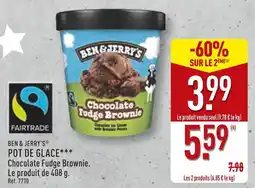ALDI BEN & JERRY’S Pot de glace Chocolate Fudge Brownie offre