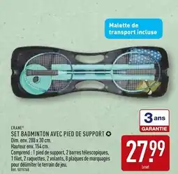ALDI CRANE SET BADMINTON AVEC PIED DE SUPPORT offre