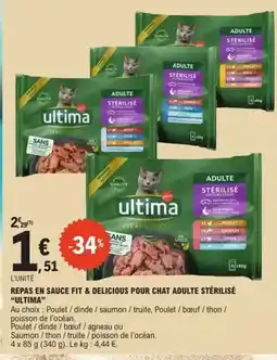 E.Leclerc Ultima - repas en sauce fit & delicious pour chat adulte stérilisé offre