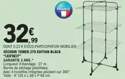 E.Leclerc Leifheit - séchoir tower 270 edition black leifheit offre