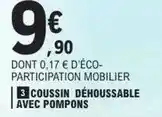 E.Leclerc Coussin déhoussable avec pompons offre