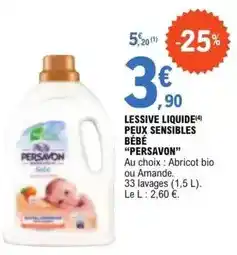 E.Leclerc Persavon - lessive liquide peux sensibles bébé offre