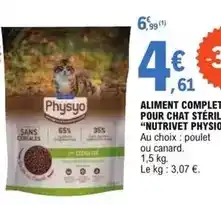 E.Leclerc Physyo - aliment complet pour chat stérilis offre