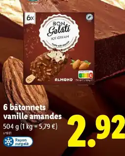 Lidl 6 bâtonnets vanille amandes offre
