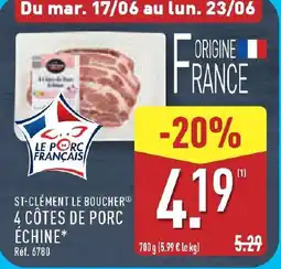 ALDI ST-CLÉMENT LE BOUCHER 4 côtes de porc échine offre