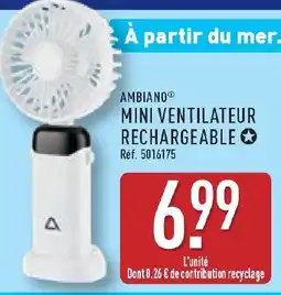 ALDI AMBIANO Mini ventilateur rechargeable offre