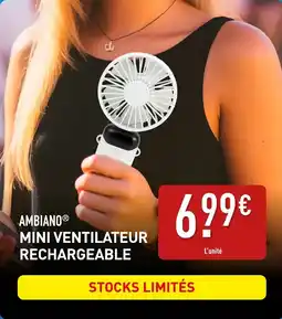 ALDI AMBIANO Mini ventilateur rechargeable offre