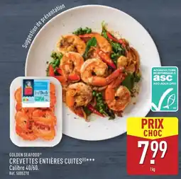 ALDI GOLDEN SEAFOOD Crevettes entières cuites offre