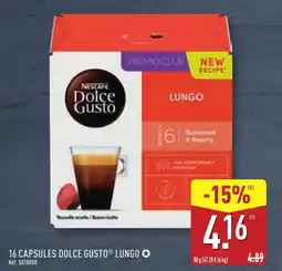 ALDI 16 capsules dolce gusto lungo offre