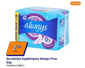 Action Always - serviettes hygiéniques free offre