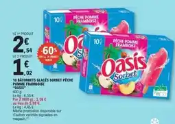 E.Leclerc Oasis - 10 bâtonnets glacés sorbet pêche pomme framboise offre