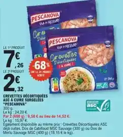 E.Leclerc Pescanova - crevettes décortiquées asc à cuire surgelées offre