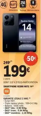 E.Leclerc Xiaomi - smartphone redmi note 14 offre