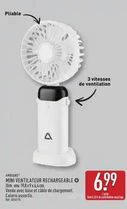 ALDI AMBIANO Mini ventilateur rechargeable offre
