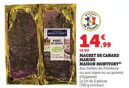 Hyper U MAISON MONTFORT Magret de canard marine offre