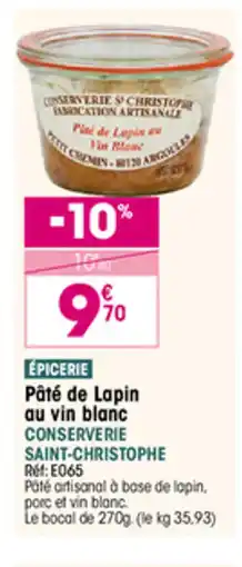 Croque Gel Pâté de Lapin au vin blanc offre