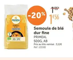L'Eau Vive PRIMEAL Semoule de blé dur fine offre