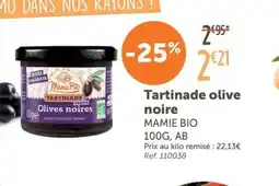 L'Eau Vive MAMIE BIO Tartinade olive noire offre