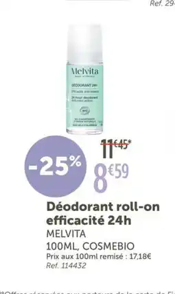 L'Eau Vive MELVITA Déodorant roll-on efficacité 24h offre