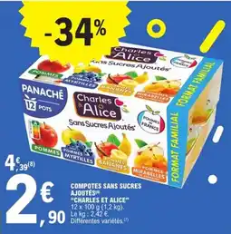 E.Leclerc Express CHARLES ET ALICE Compotes sans sucres offre